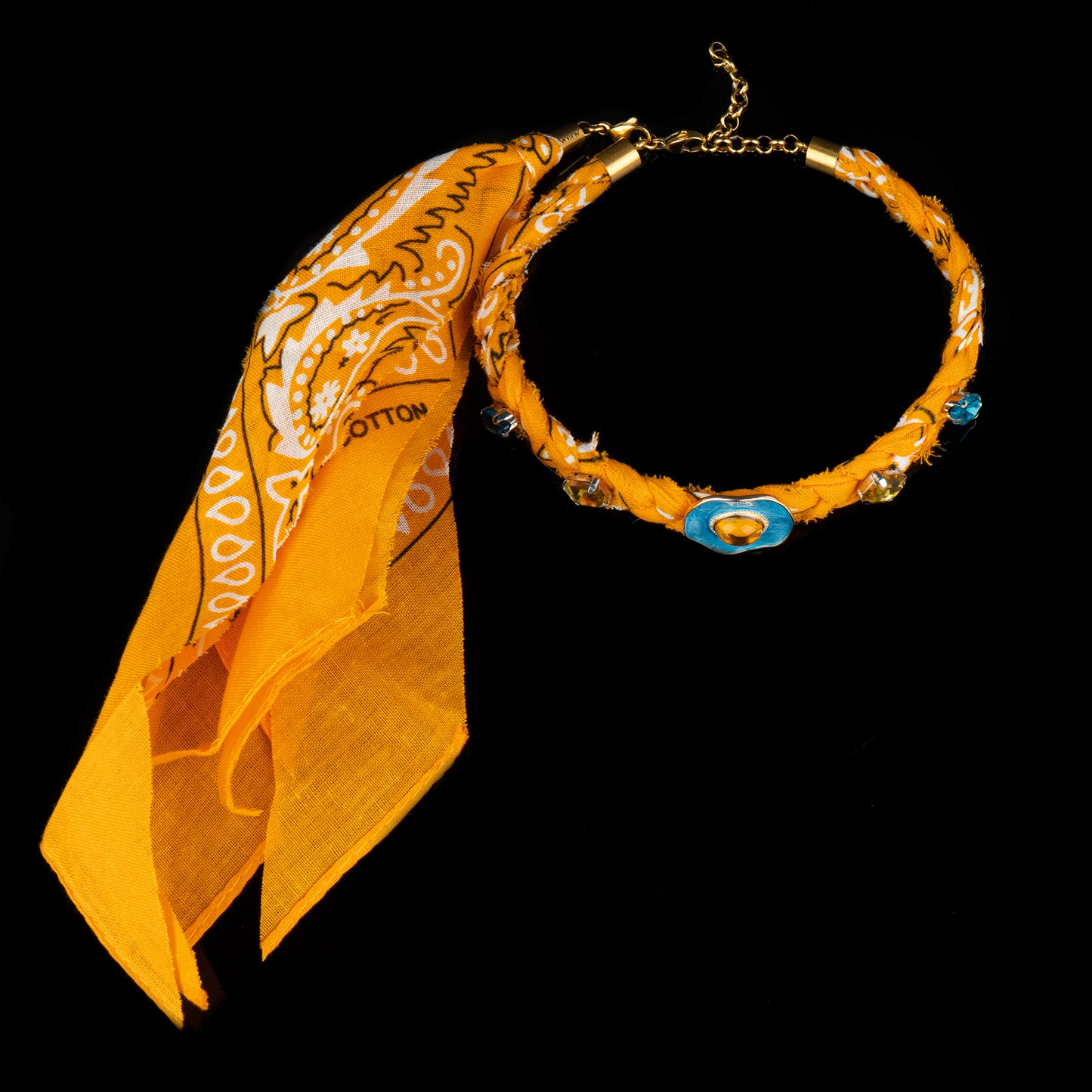 Collana chocker bandana arancione intrecciato