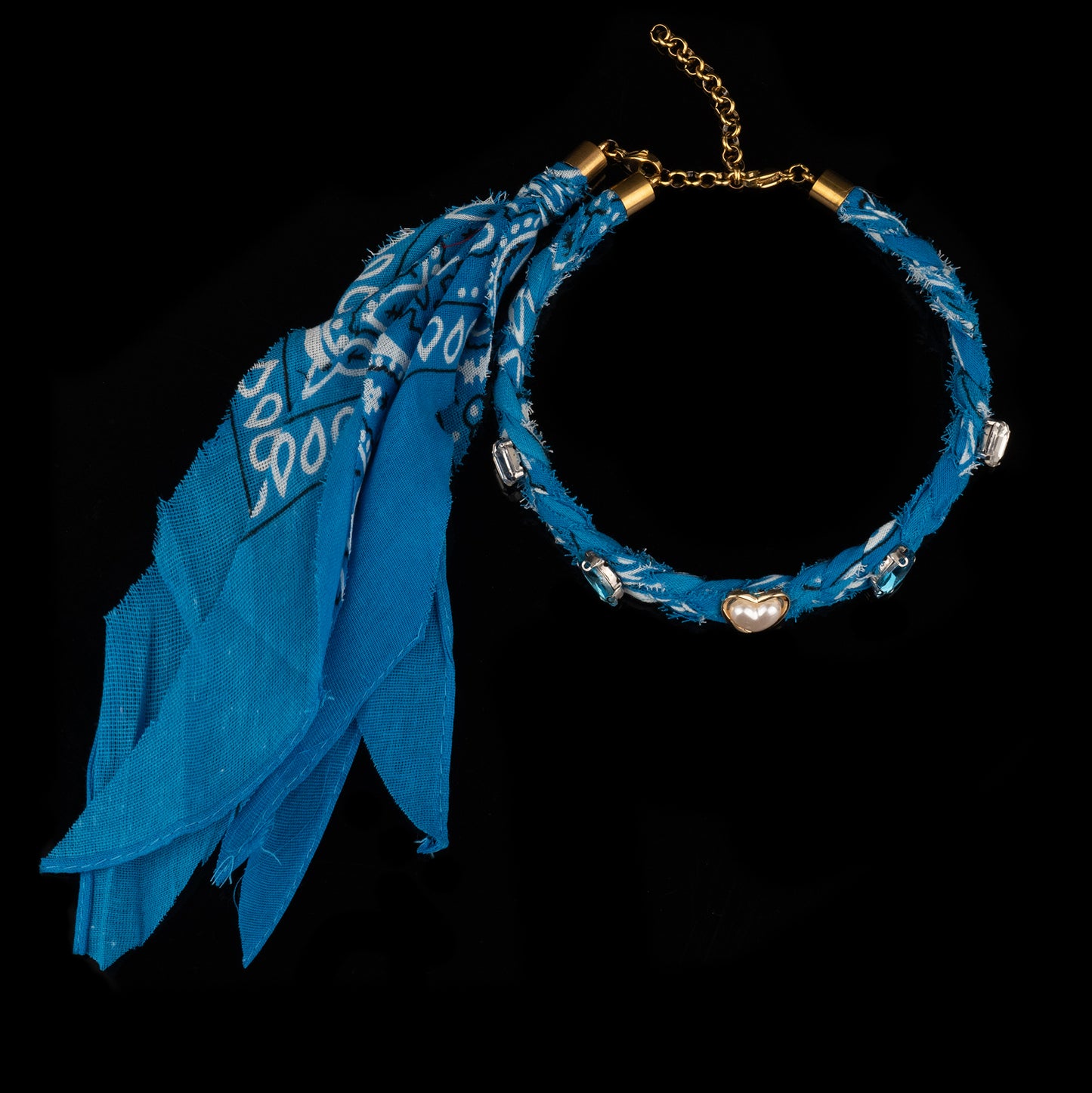 Collana chocker bandana turchese intrecciato