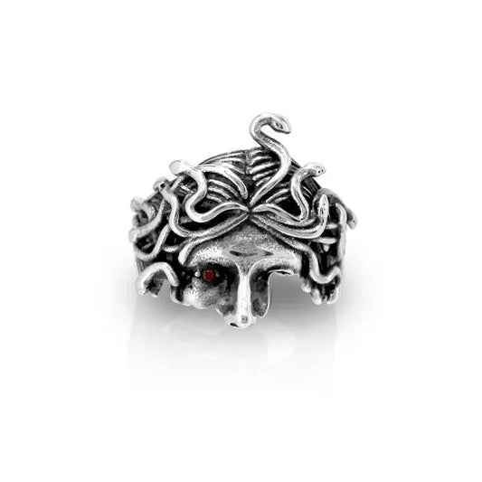 Anello Medusa in acciaio inox argento