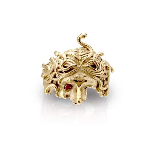 Anello Medusa in acciaio inox oro