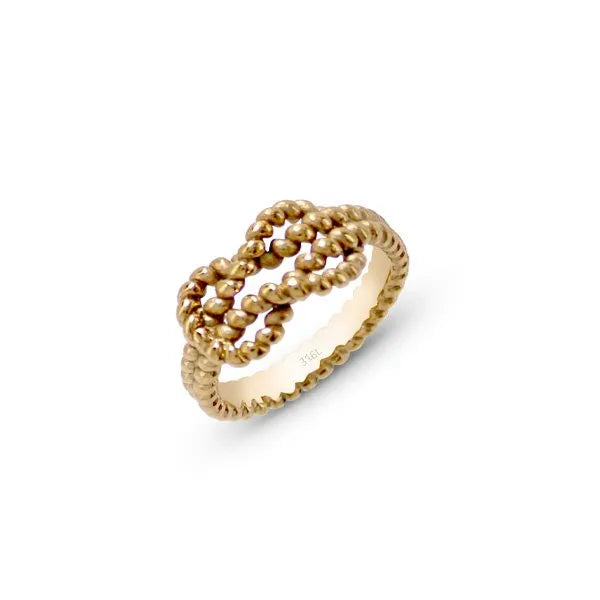 Anello Nodo Piano in acciaio inox oro