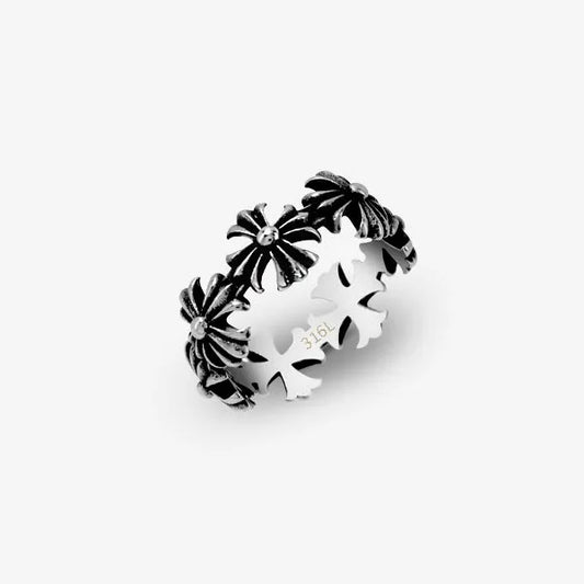 Anello a fascia croce in acciaio inox