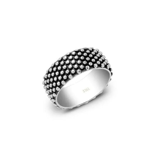 Anello a fascia puntinata in acciaio 316L