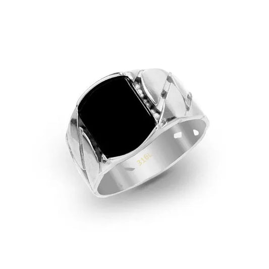 Anello catena con pietra in acciaio 316L