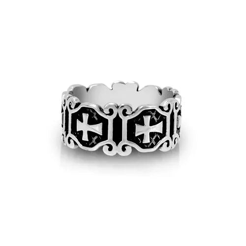 Anello con Croce in acciaio