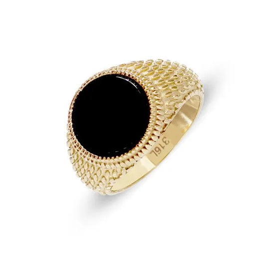 Anello con Pietra in acciaio 316L oro nero