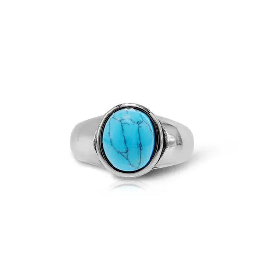 Anello con Pietra turchese in acciaio inossidabile