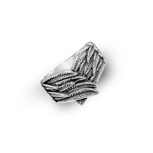 Anello con ali d’angelo in acciaio inox