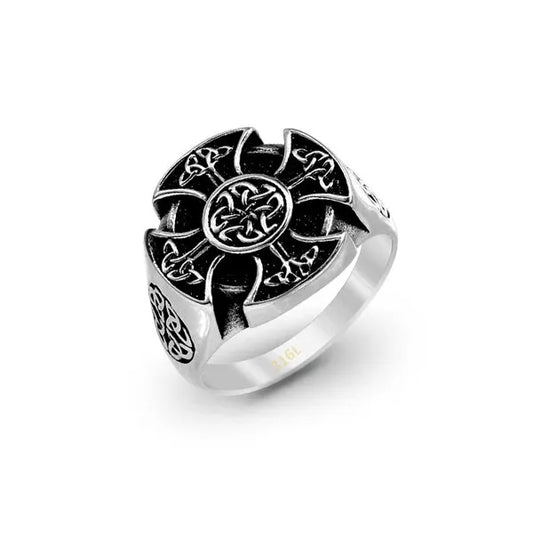 Anello con croce celtica in acciaio 316L