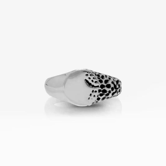 Anello in acciaio inossidabile Martellato argento