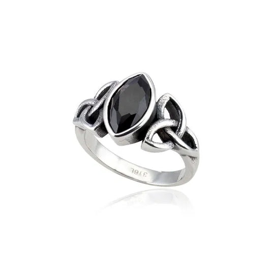 Anello nodo celtico con pietra nera
