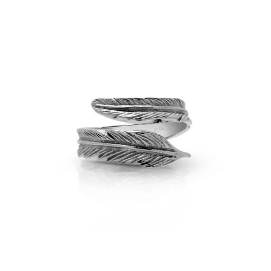 Anello piuma in acciaio inossidabile argento