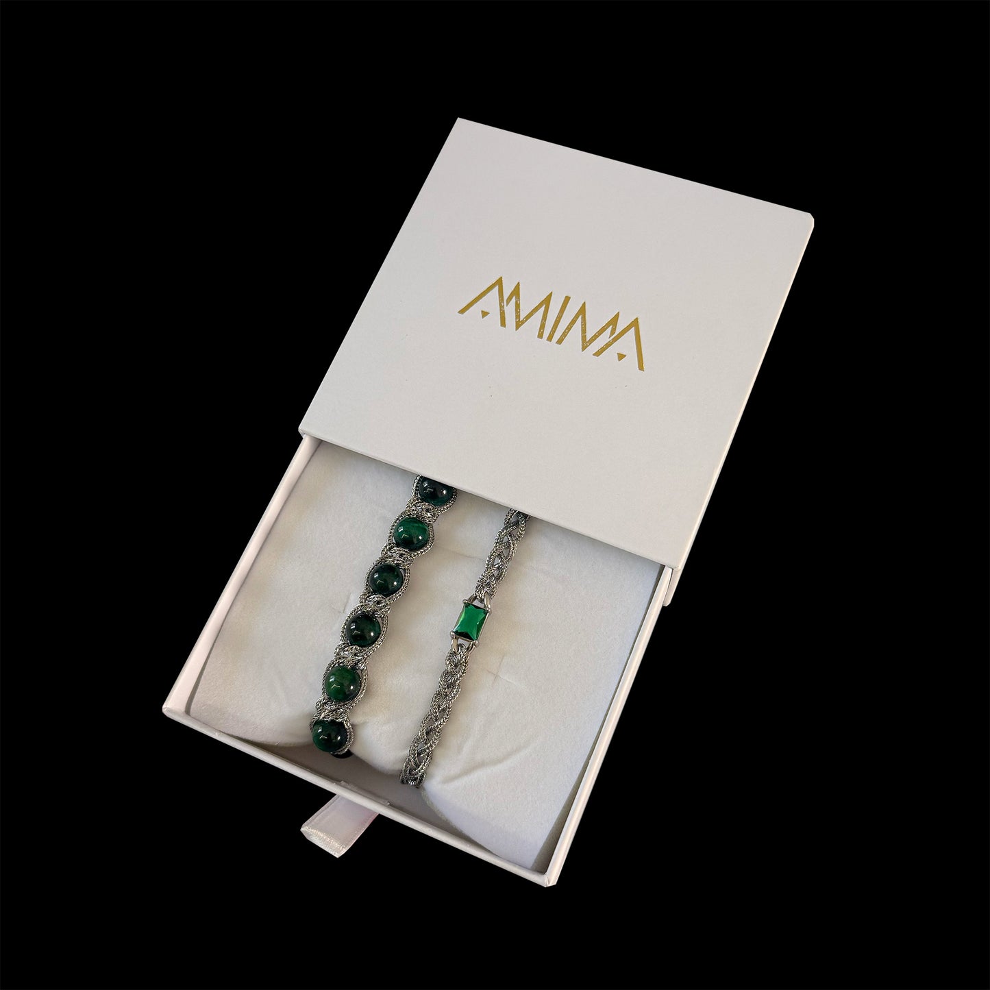 Bracciale intrecciato braid zircon verde