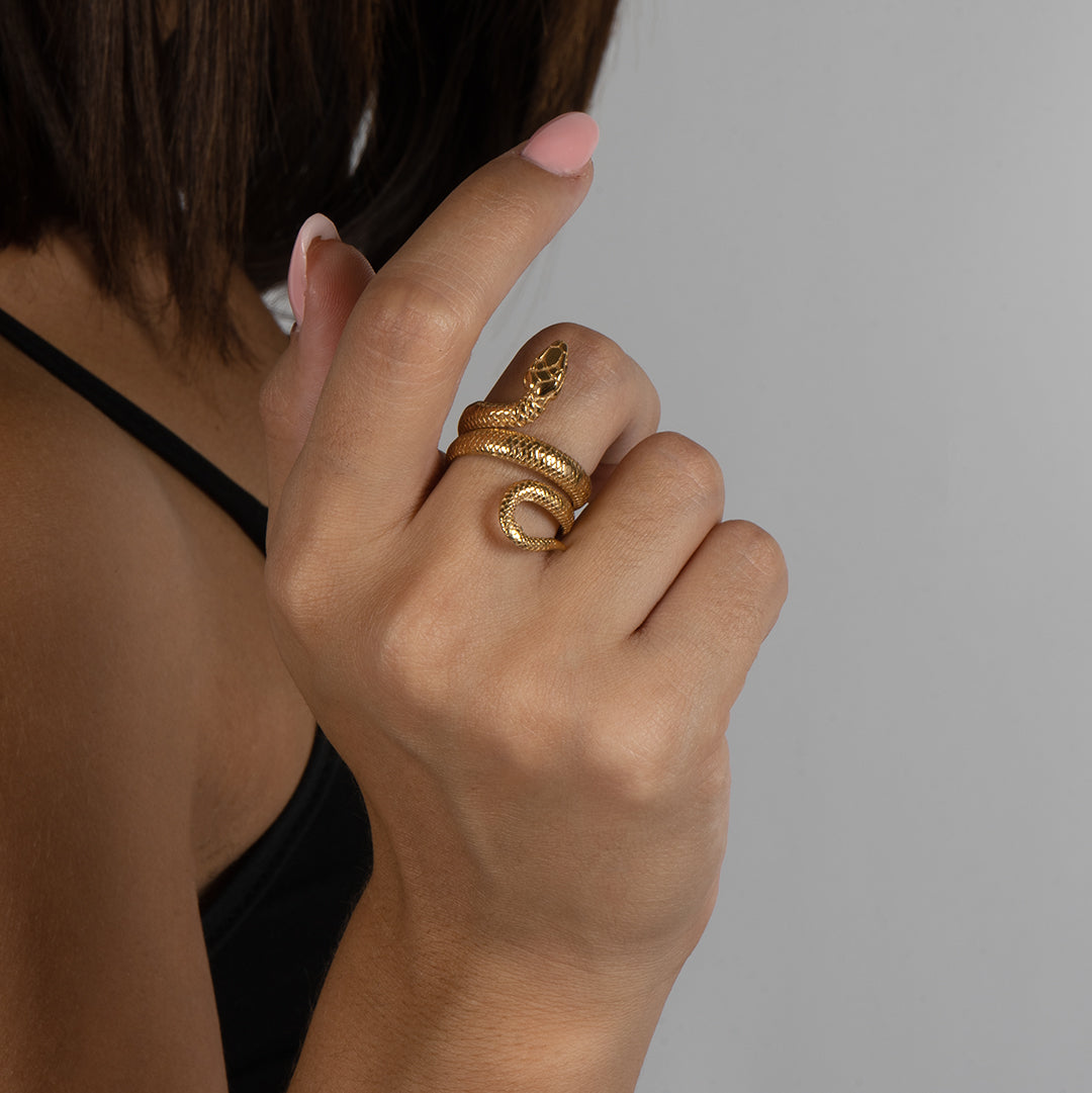 Anello Total Snake Gold
