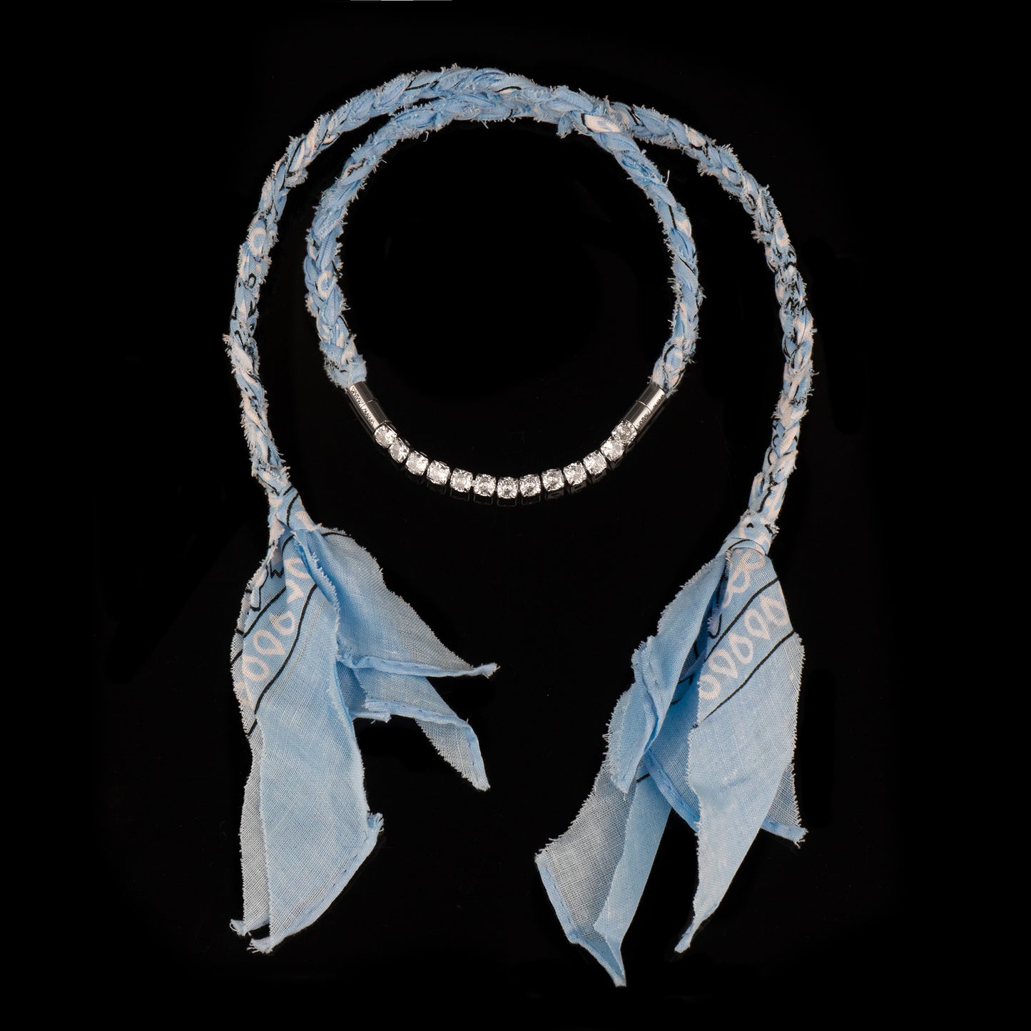 Chocker bandana Azzurra intrecciata con zirconi