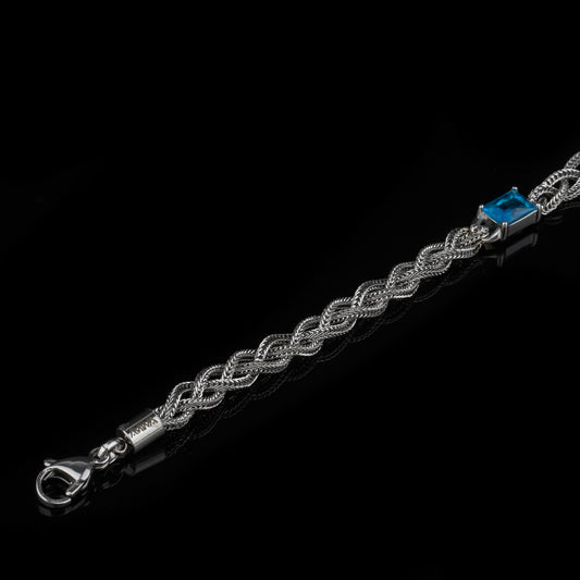 Bracciale intrecciato braid zircon blue