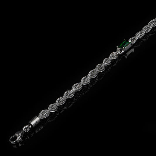 Bracciale intrecciato braid zircon verde