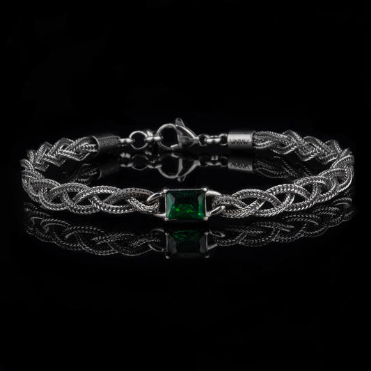 Bracciale intrecciato braid zircon verde