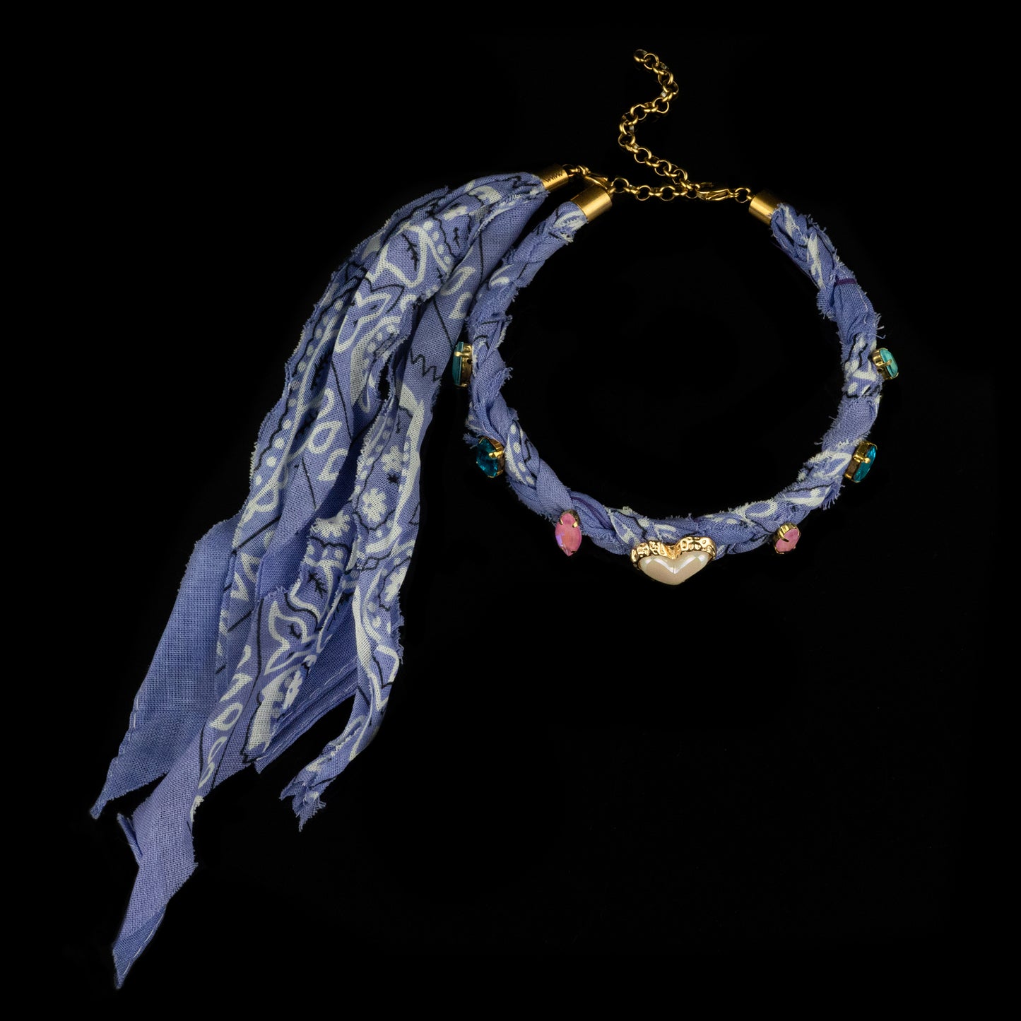 Collana chocker bandana lilla intrecciata