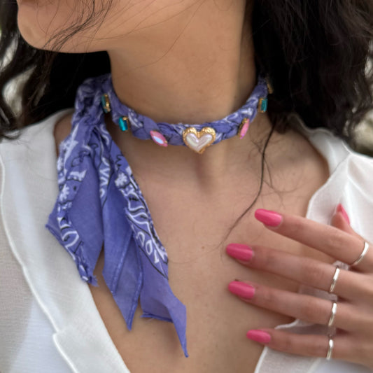 Collana chocker bandana lilla intrecciata
