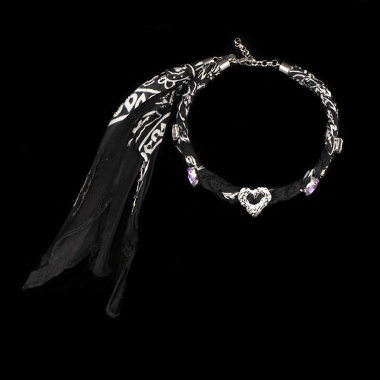 Collana chocker bandana nero intrecciato