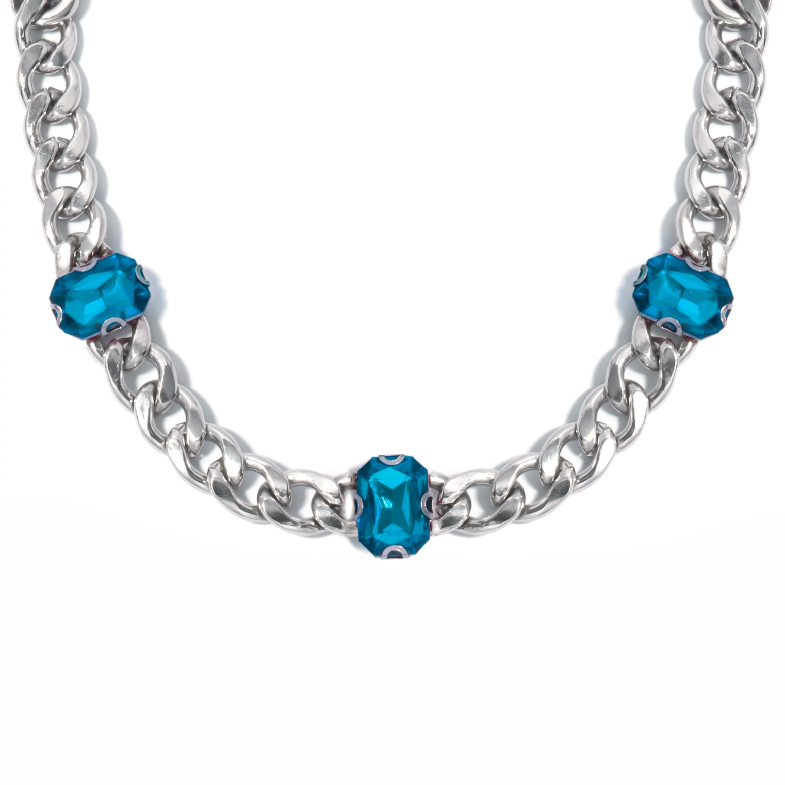 Collana Chain Zircon azzurro