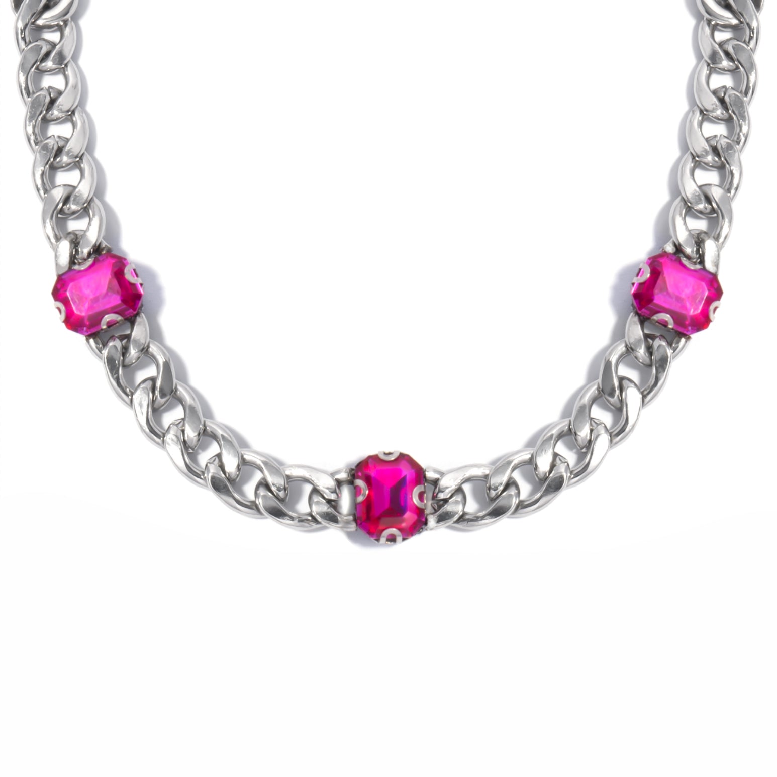 Collana Chain Zircon Fucsia