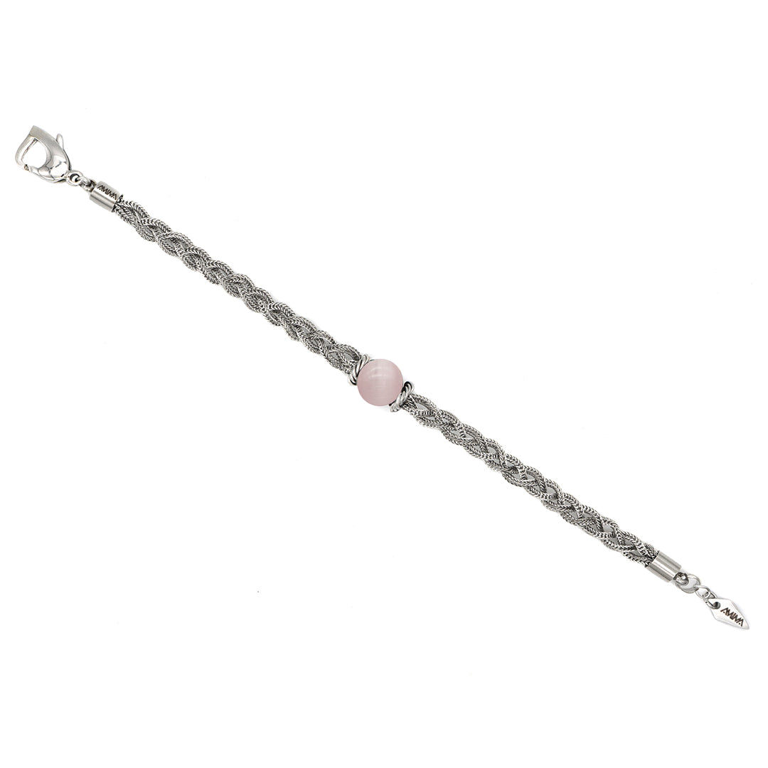 Bracciale braid stone quarzo rosa