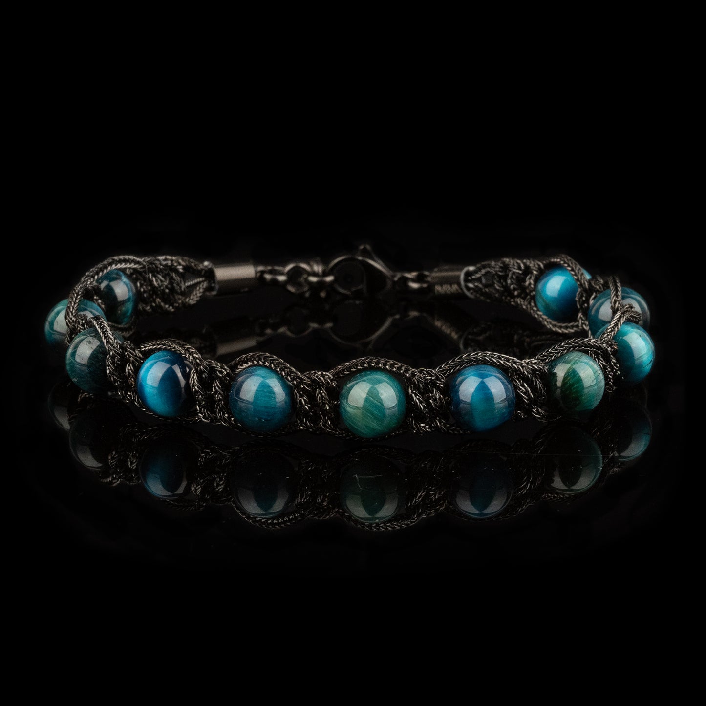 Bracciale Shamballa Azzurro Placcato nero