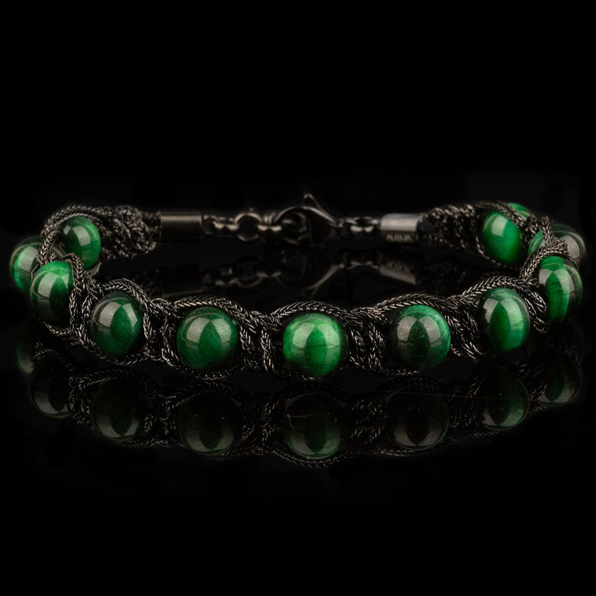 Bracciale Shamballa Placcato Nero Pietre Verdi